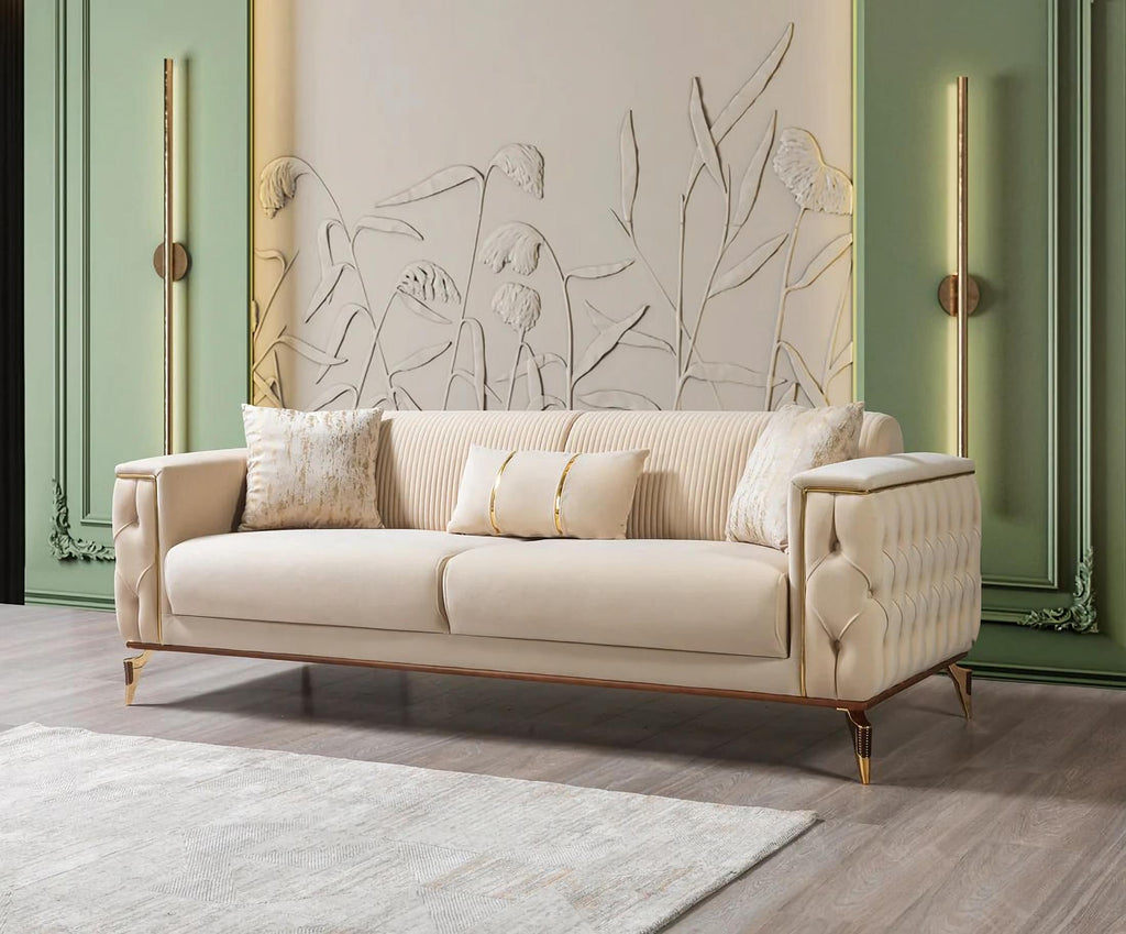 Belinda Ivory Velvet Sofa & Loveseat