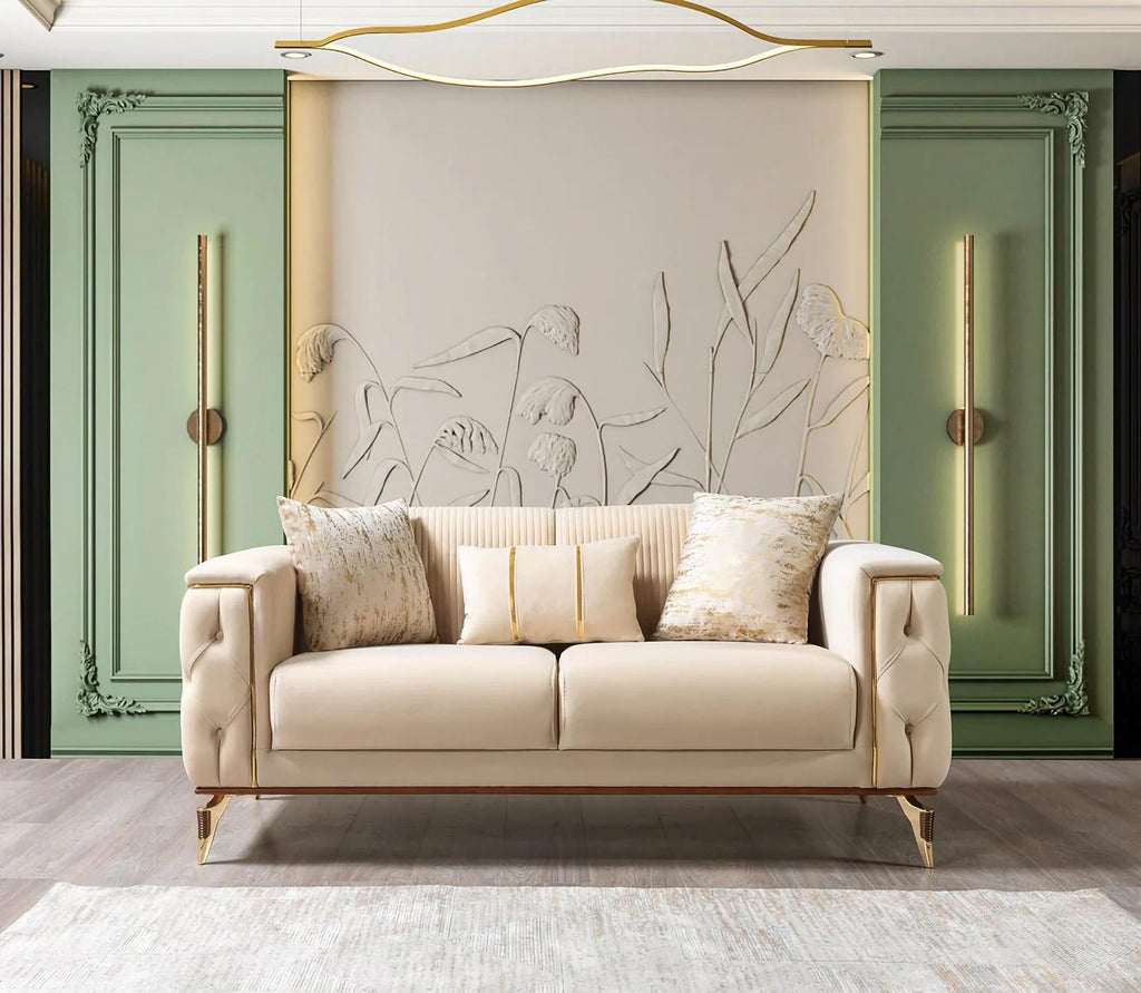 Belinda Ivory Velvet Sofa & Loveseat