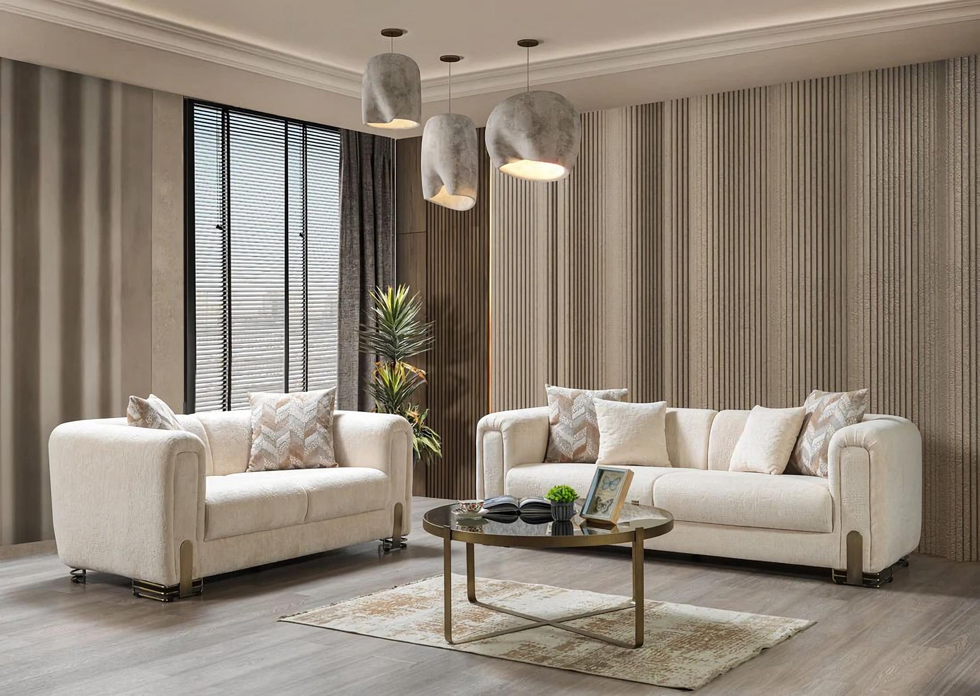 Brenda Ivory Boucle Sofa Loveseat