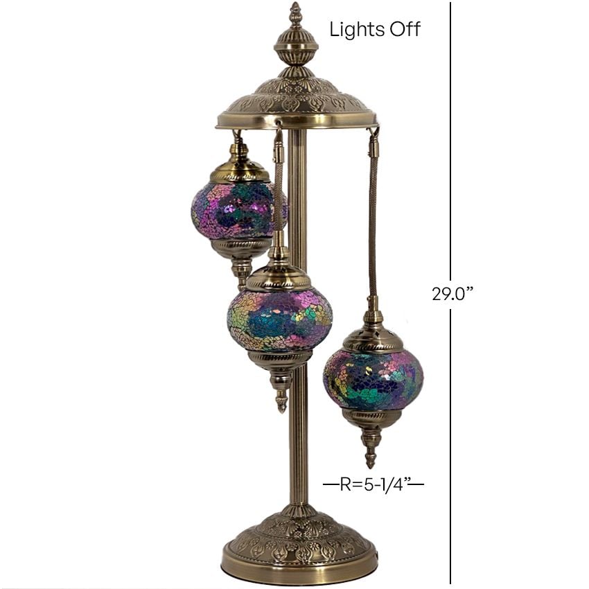 Deep Blue Handmade Turkish Floor Lamps with 3 Globes