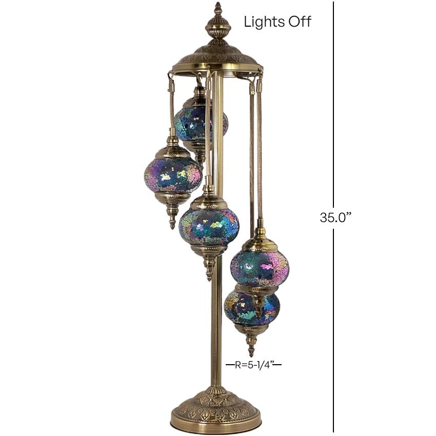 Deep Blue Turkish Lamps with 5 Globes