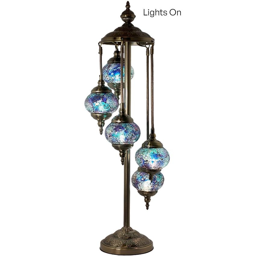 Deep Blue Turkish Lamps with 5 Globes