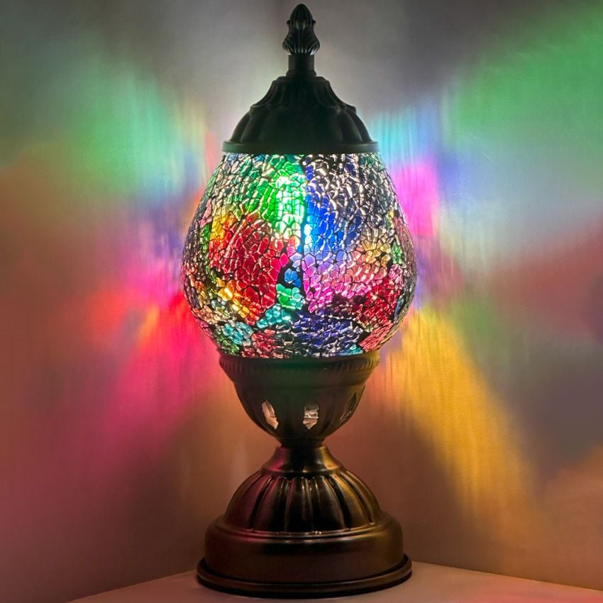 Cosmic Rainbow Mosaic Glass Lamp