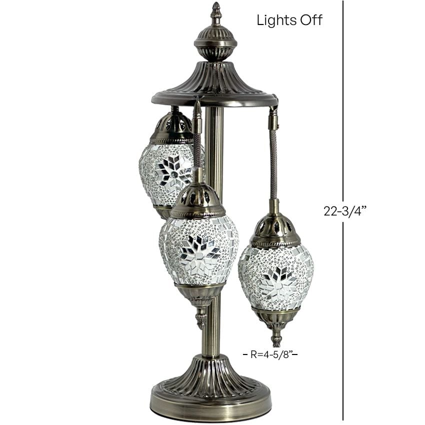 White Rose Exquisite Egg Shaped Mosaic Floor Lamp with 3 Globes