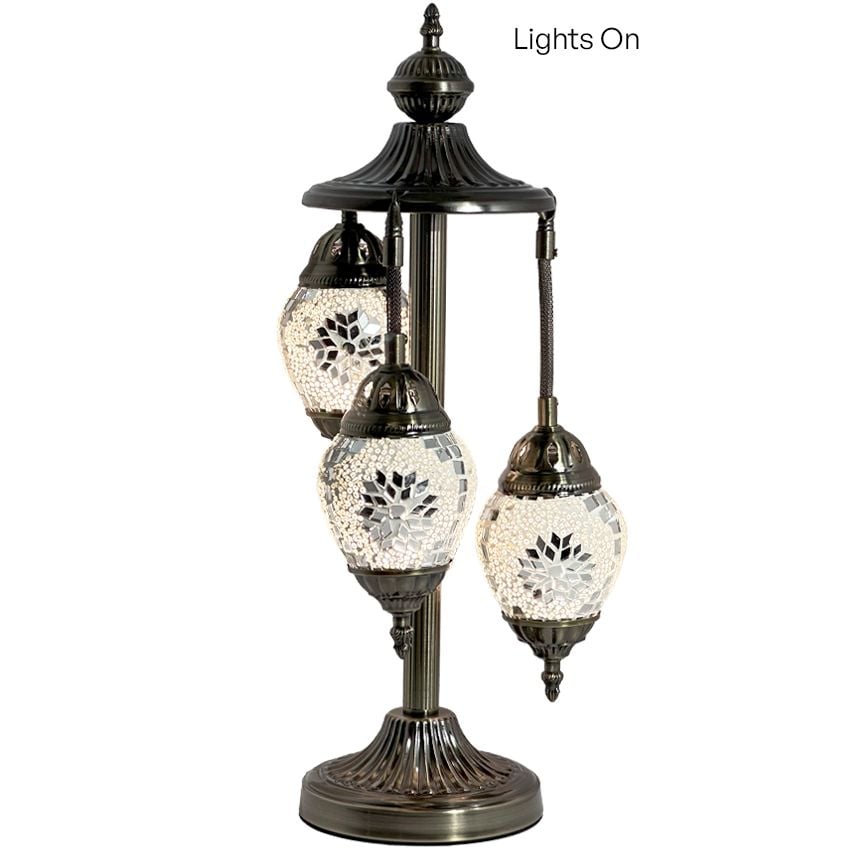 White Rose Exquisite Egg Shaped Mosaic Floor Lamp with 3 Globes