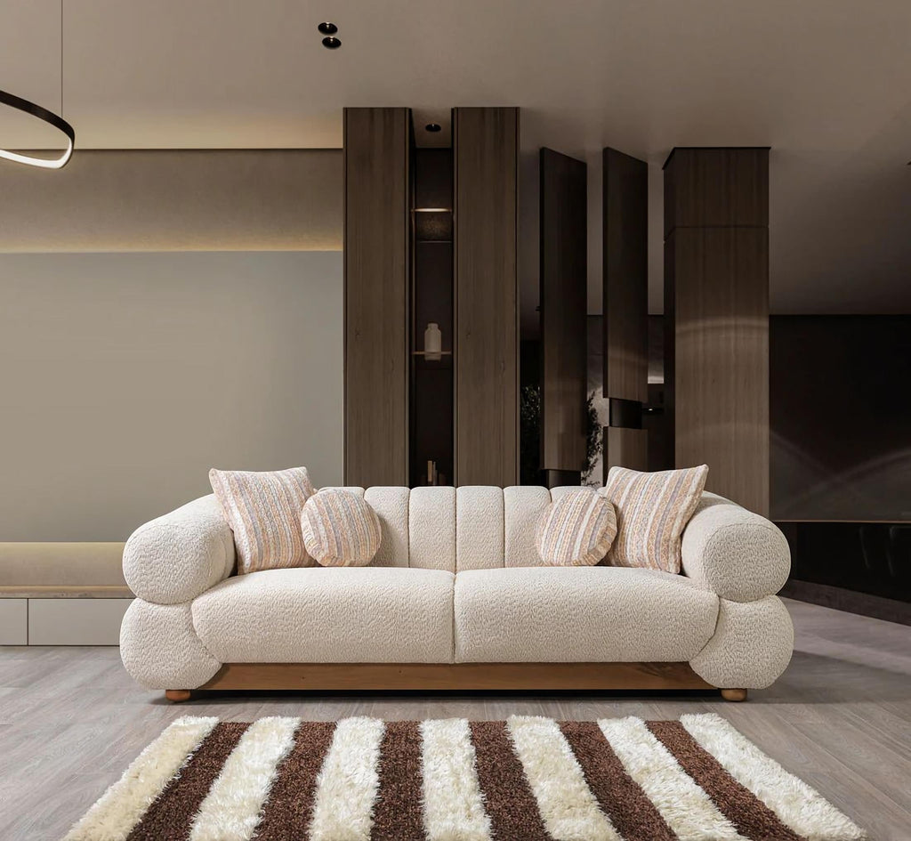 Destina Ivory Boucle Sofa & Loveseat Set