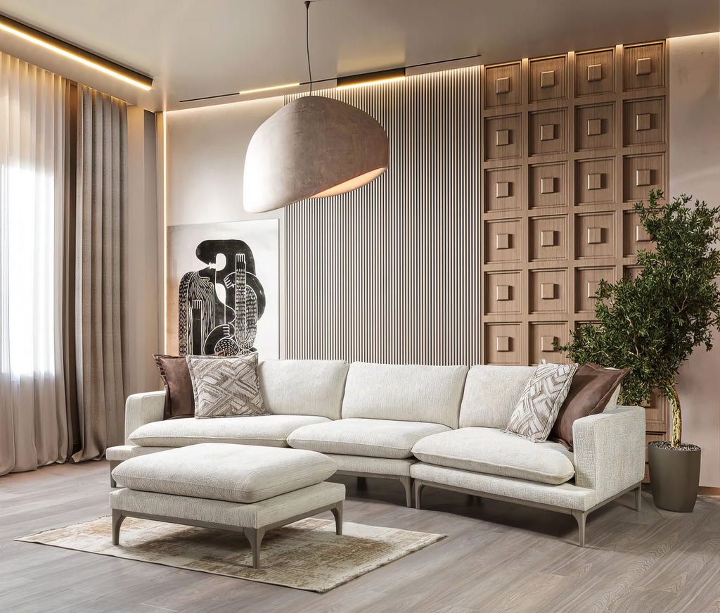 Dylan Ivory Sectional with Ottoman