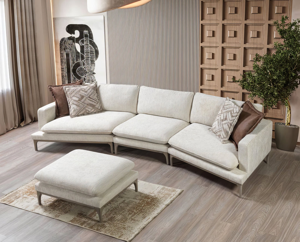 Dylan Ivory Sectional with Ottoman