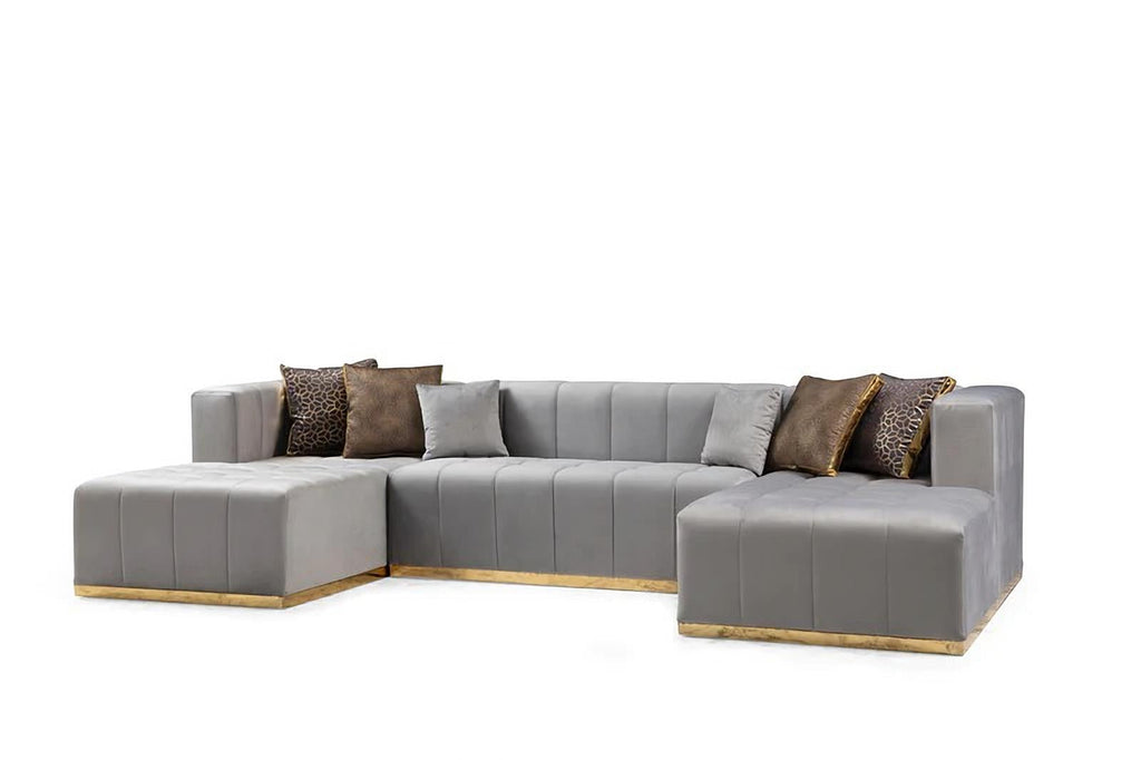 Elisha Velvet Double Chaise Sectional