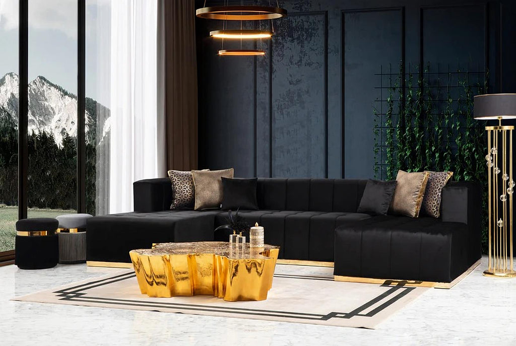 Elisha Velvet Double Chaise Sectional