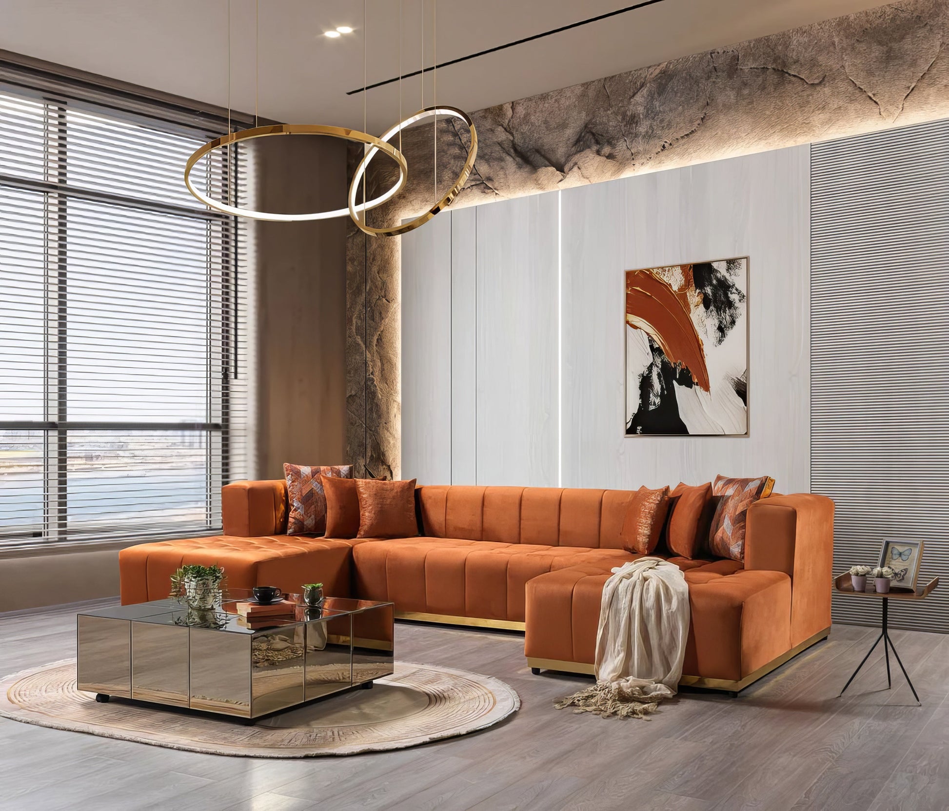 Elisha Velvet Double Chaise Sectional