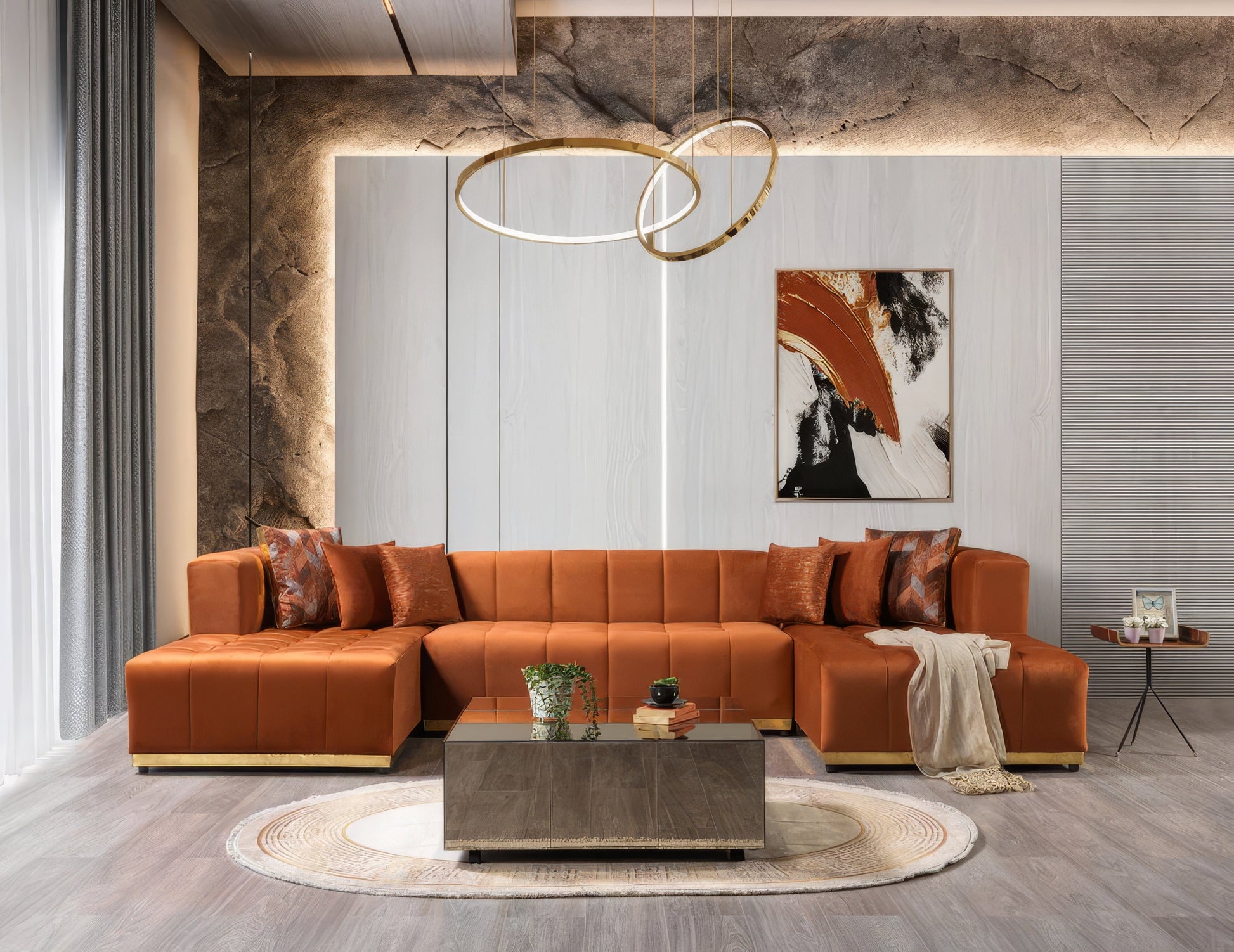 Elisha Velvet Double Chaise Sectional