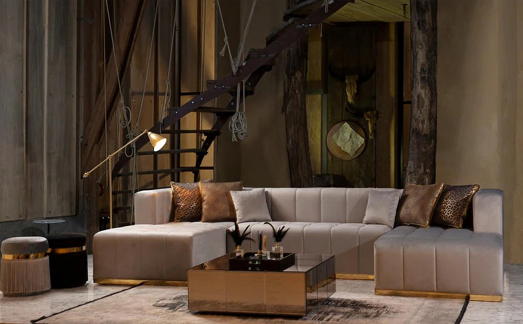 Elisha Velvet Double Chaise Sectional