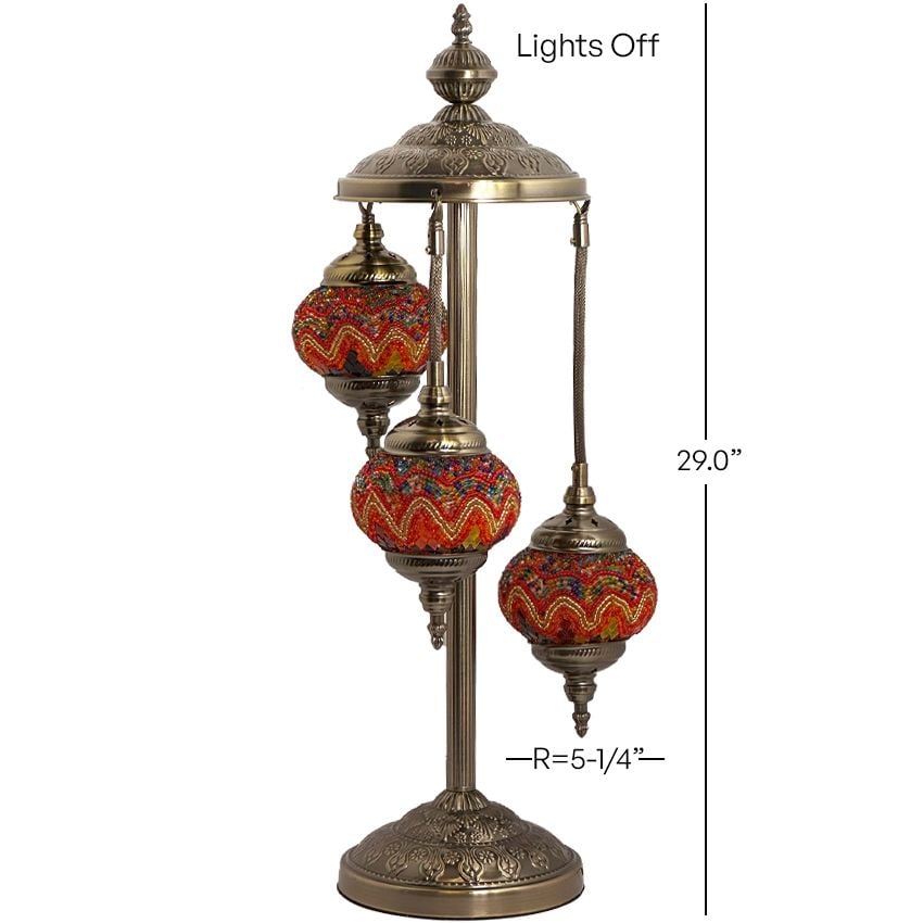 Fire Waves Handcrafted Turkish Floor Lamps with 3 Globes