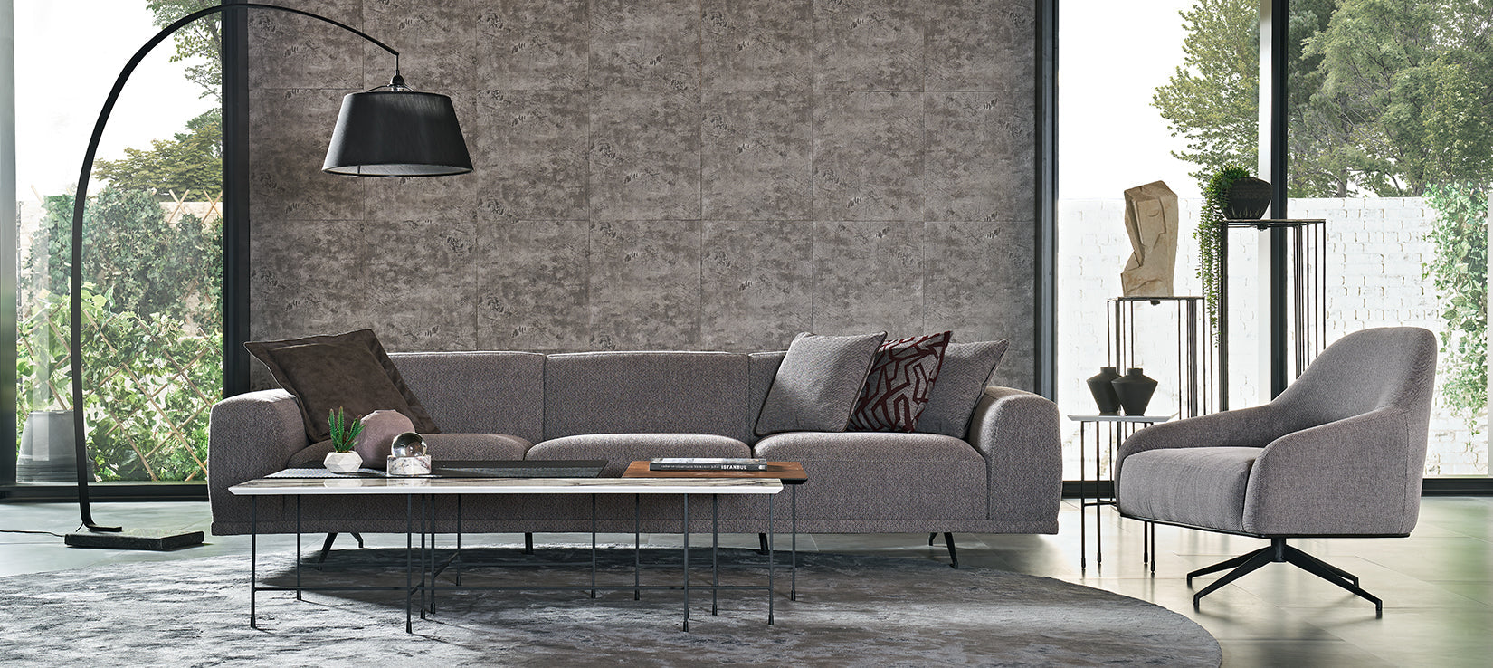 Giorno Blue Swivel Armchair