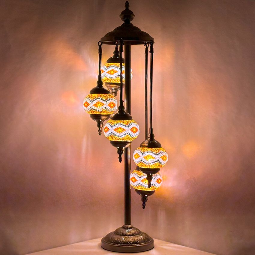 Golden Diamonds Turkish Floor Lamps with 5 Globes