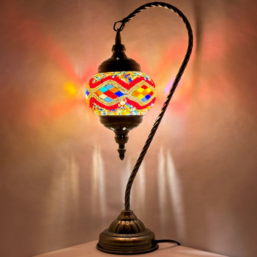 Golden Wave Handmade Turkish Lamps with Swan Neck Style
