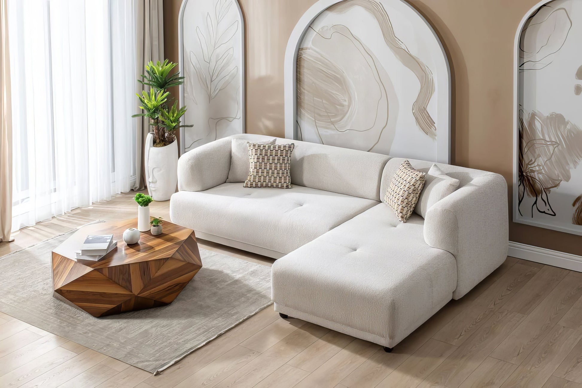 Lyna Ivory 2pcs RAF Sectional