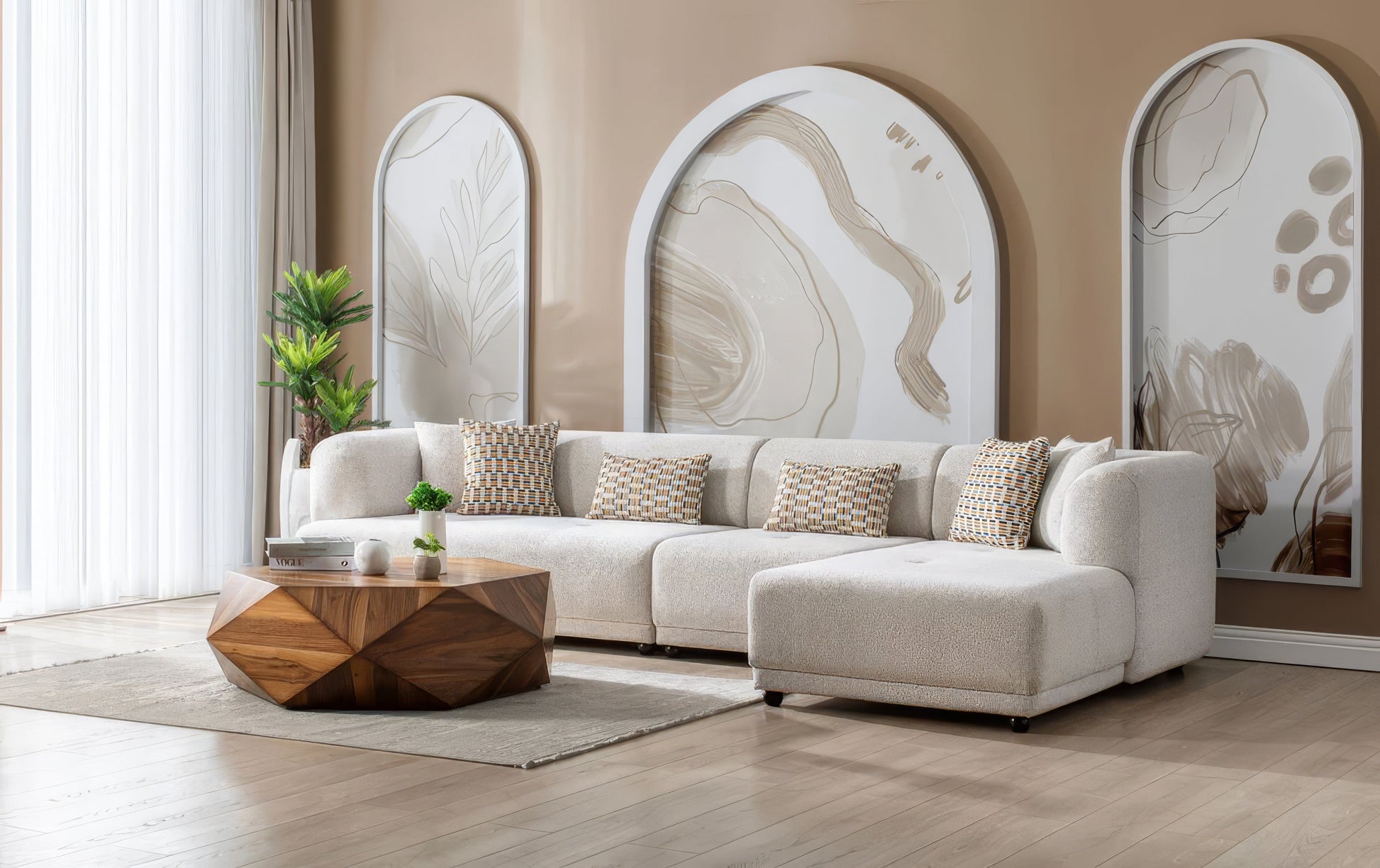 Lyna Ivory 3pcs RAF Sectional