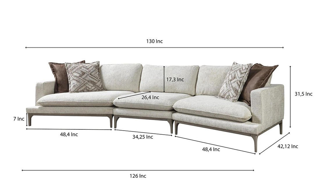 Dylan Ivory Sectional with Ottoman