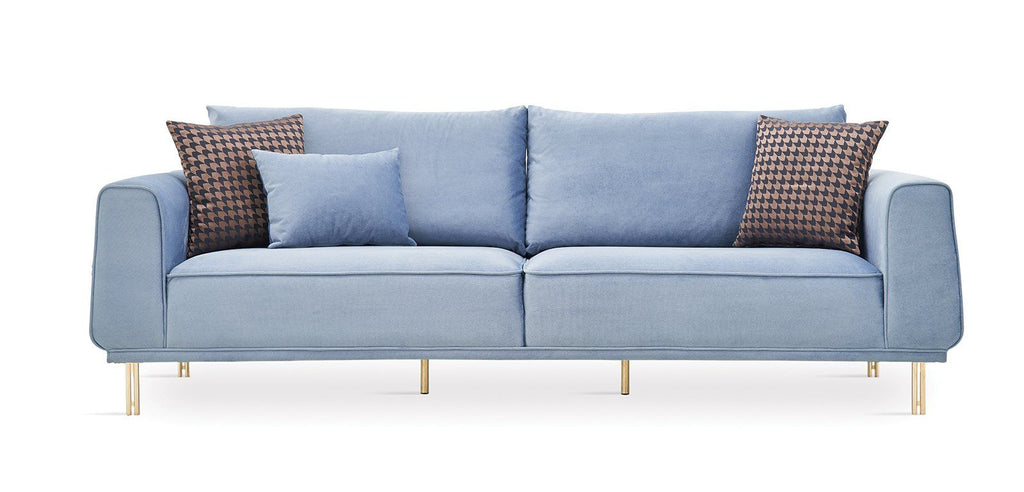 Merida Blue/Gold 3-Seater Sofa