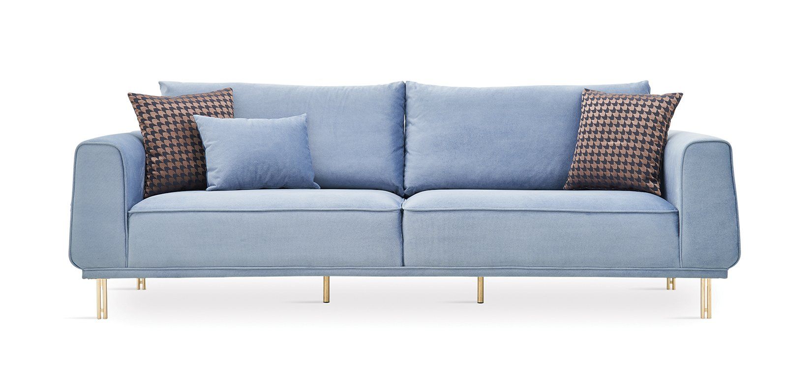 Merida Blue/Gold 3-Seater Sofa