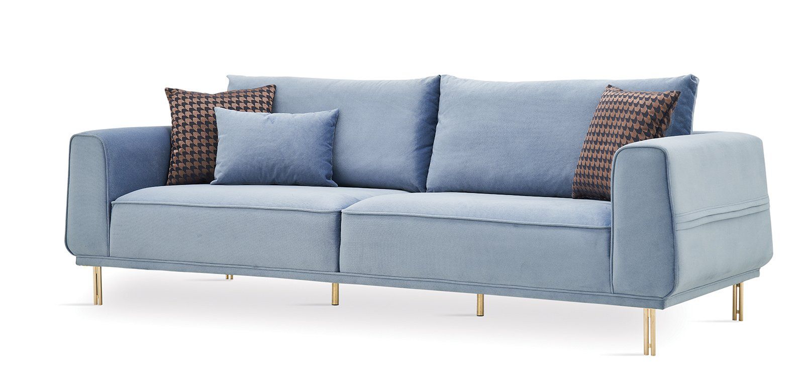 Merida Blue/Gold 3-Seater Sofa