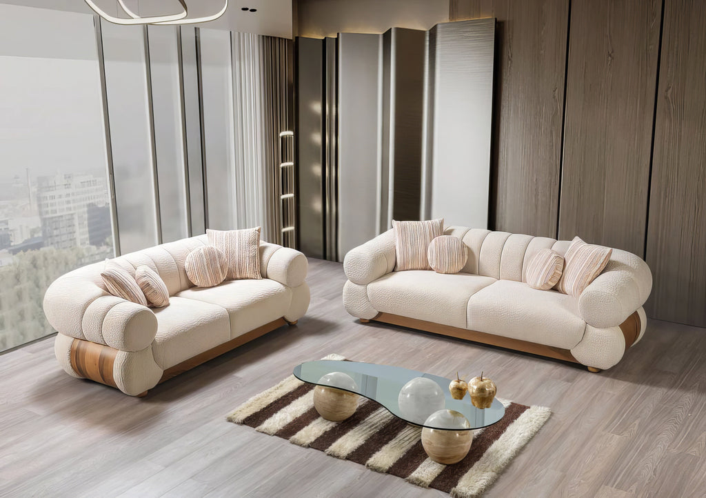 Destina Ivory Boucle Sofa & Loveseat Set