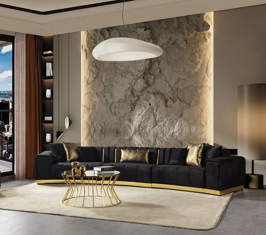 Michelle Velvet 3-Piece Curved 165" Sectional