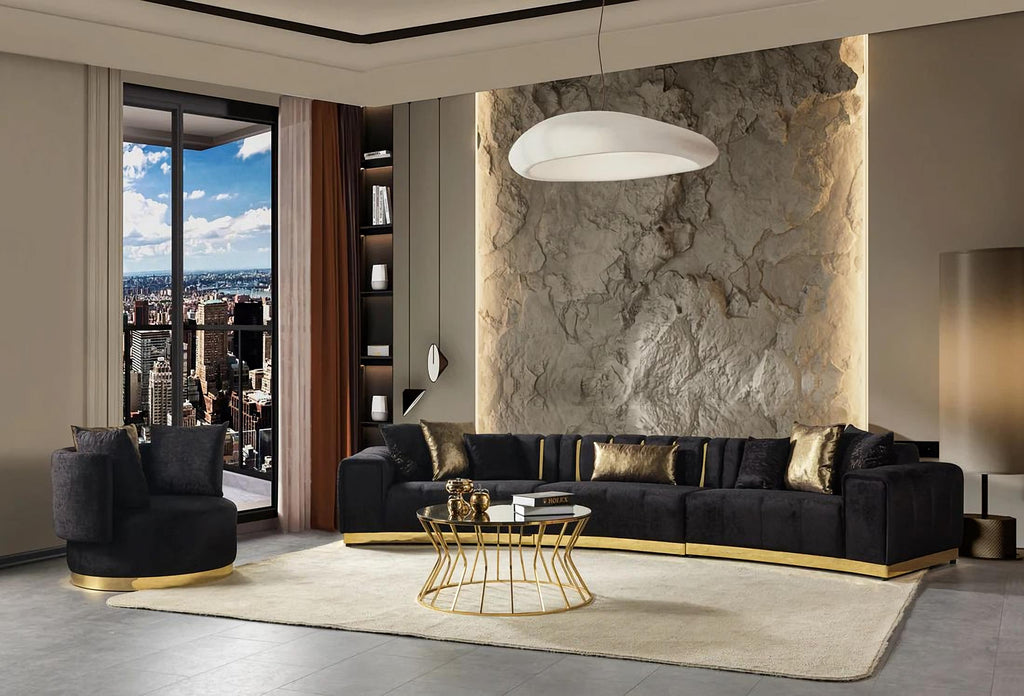 Michelle Velvet 3-Piece Curved 165" Sectional