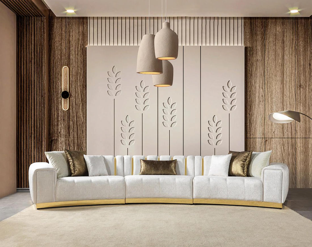 Michelle Velvet 3-Piece Curved 165" Sectional