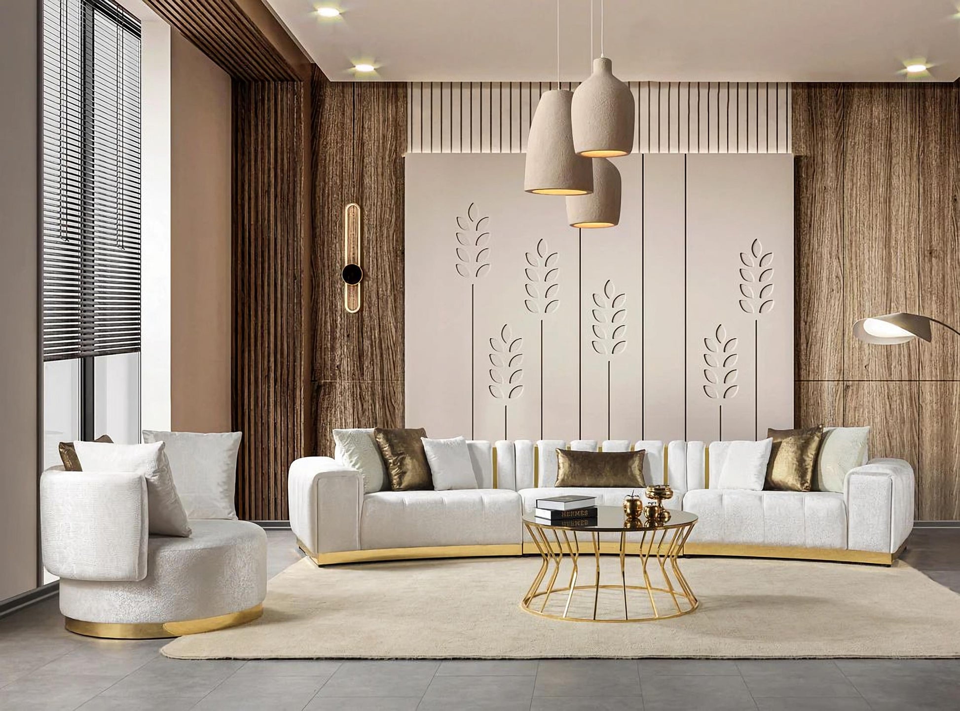 Michelle Velvet 3-Piece Curved 165" Sectional