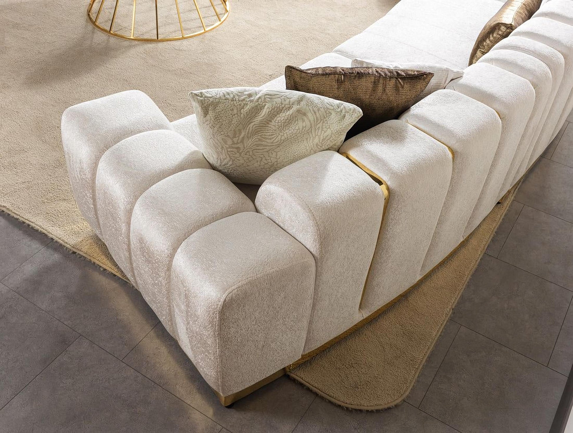 Michelle Velvet 3-Piece Curved 165" Sectional