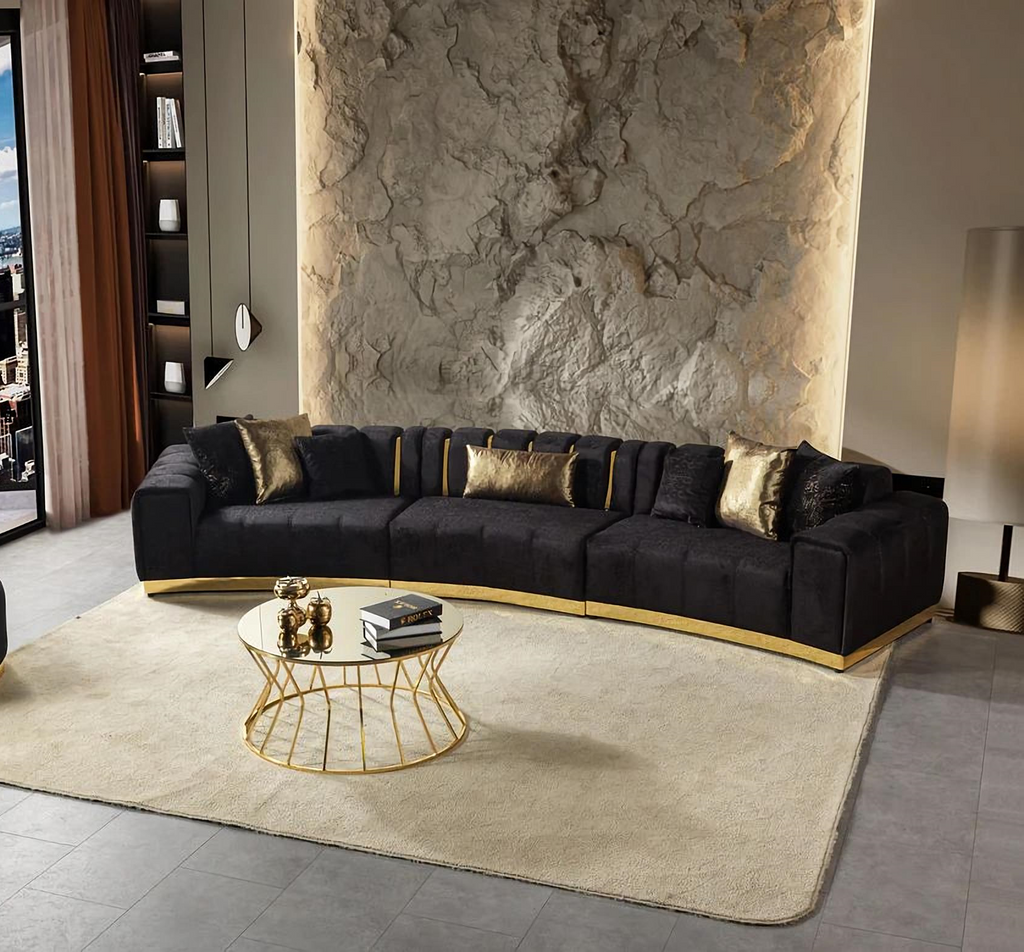 Michelle Velvet 3-Piece Curved 165" Sectional