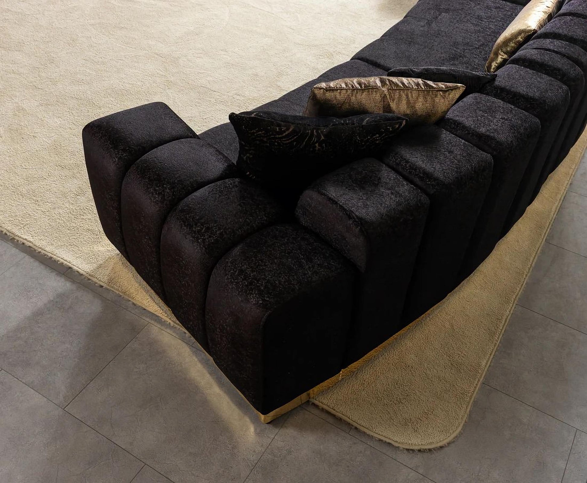 Michelle Velvet 3-Piece Curved 165" Sectional