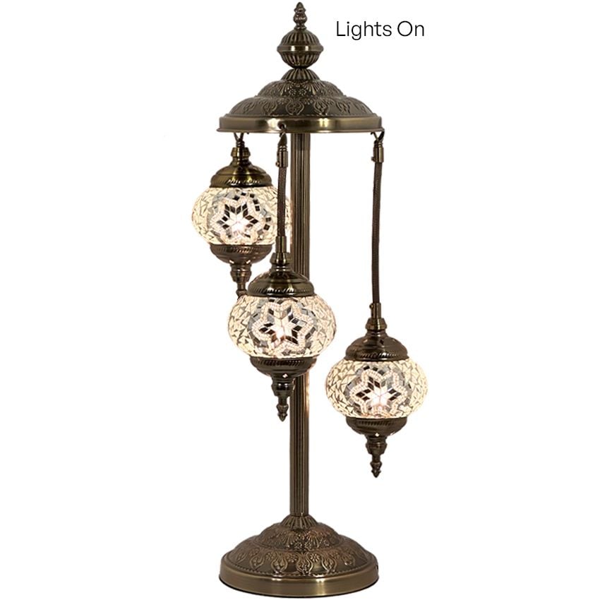 Turkish Style Moonlight Turkish Mosaic Floor Lamps with 3 Globes
