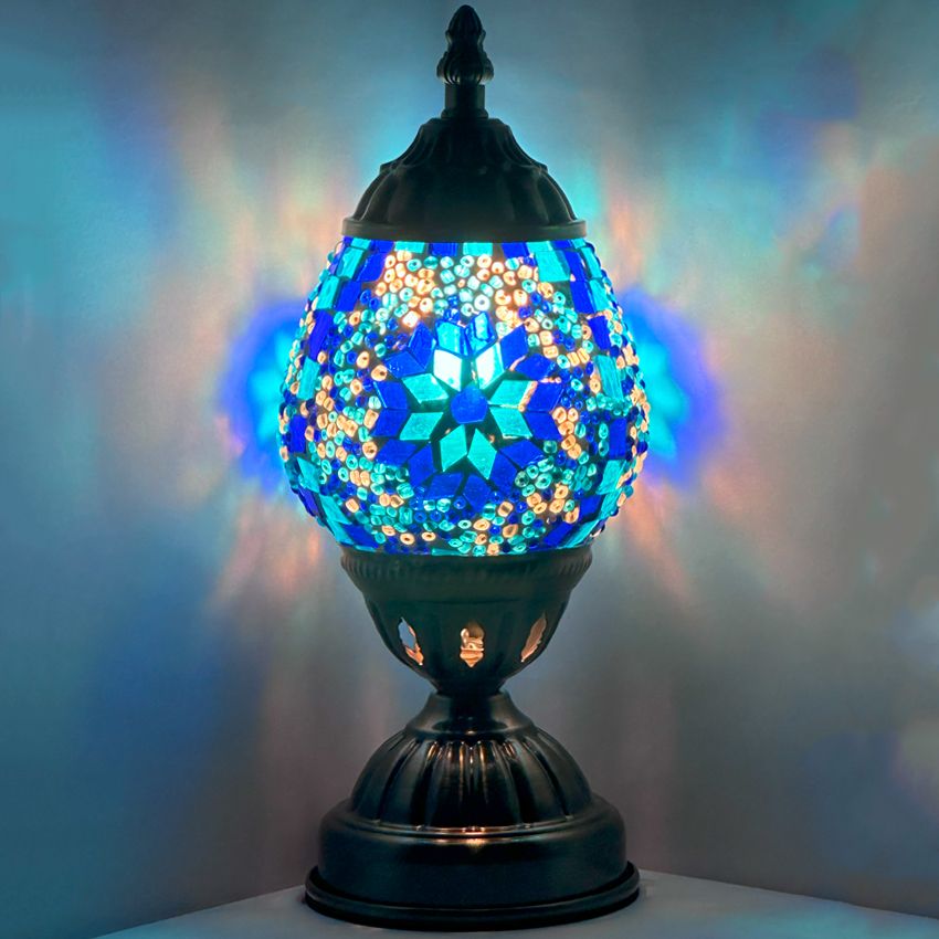 Moroccan Blue Flower Mosaic Table Lamp