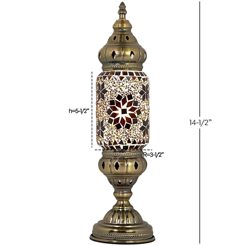 Orange Blossom Moroccan Cylindrical Mosaic Table Lamps - Without Bulb