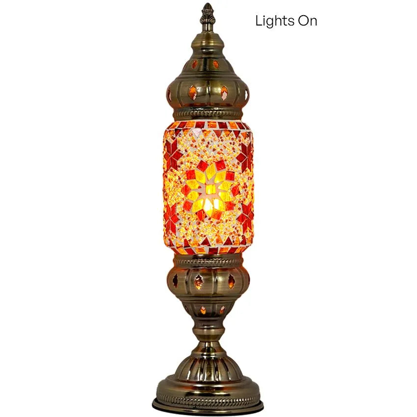 Orange Blossom Moroccan Cylindrical Mosaic Table Lamps - Without Bulb