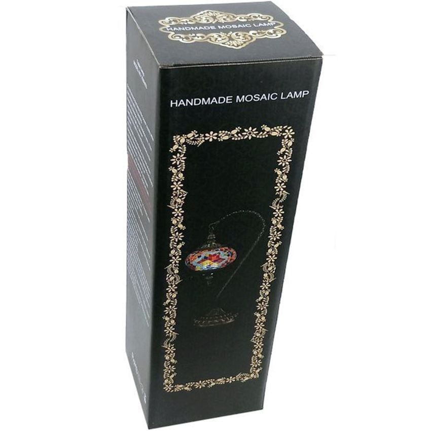 Hot Red Flower Handmade Mosaic Turkish Lamps with Swan Neck Design