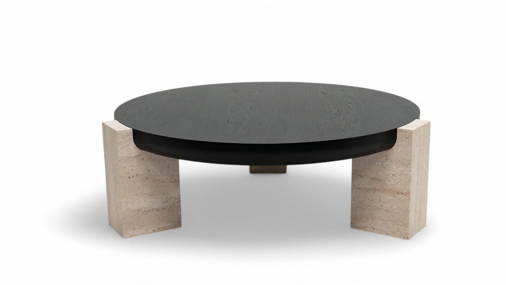674 Black-Travertine Coffee with End Table