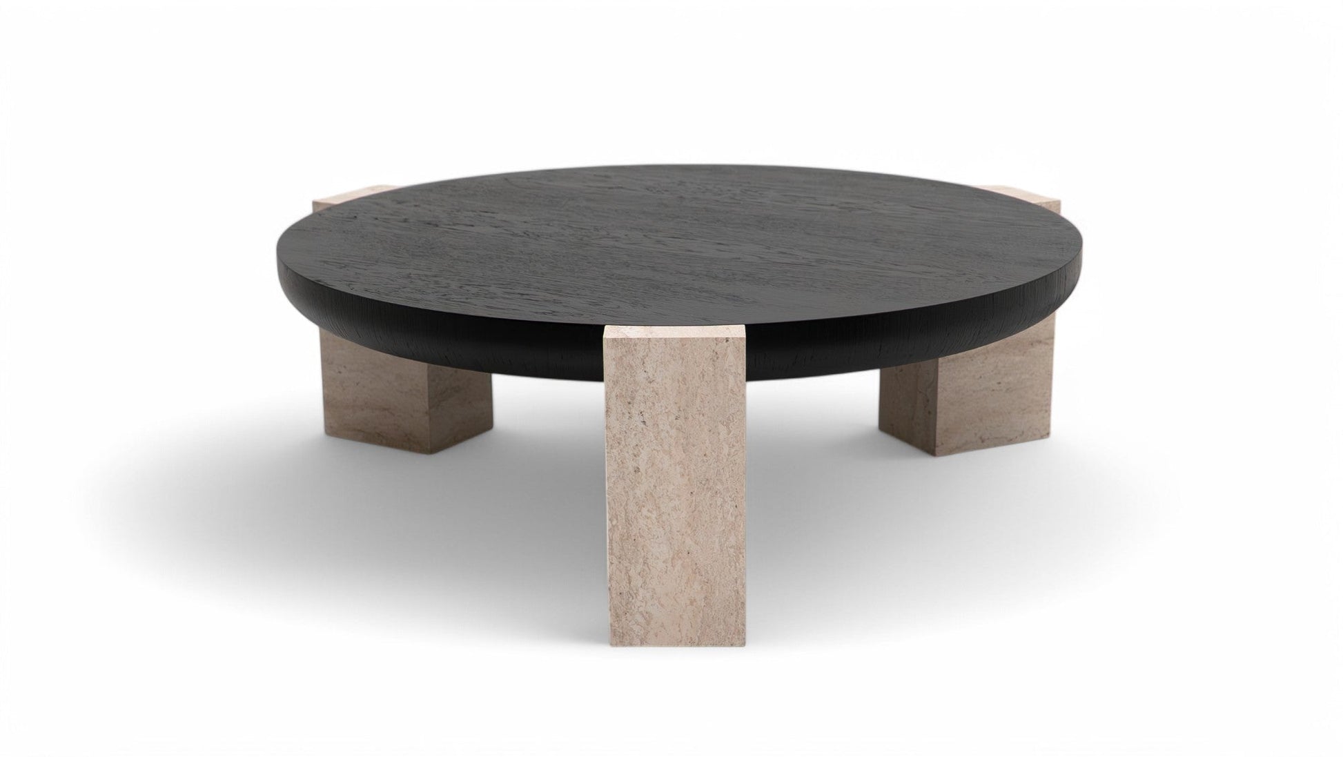 674 Black-Travertine Coffee with End Table