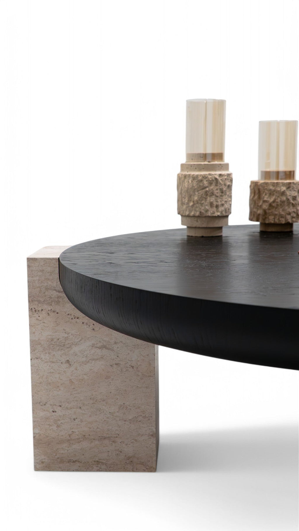 674 Black-Travertine Coffee with End Table