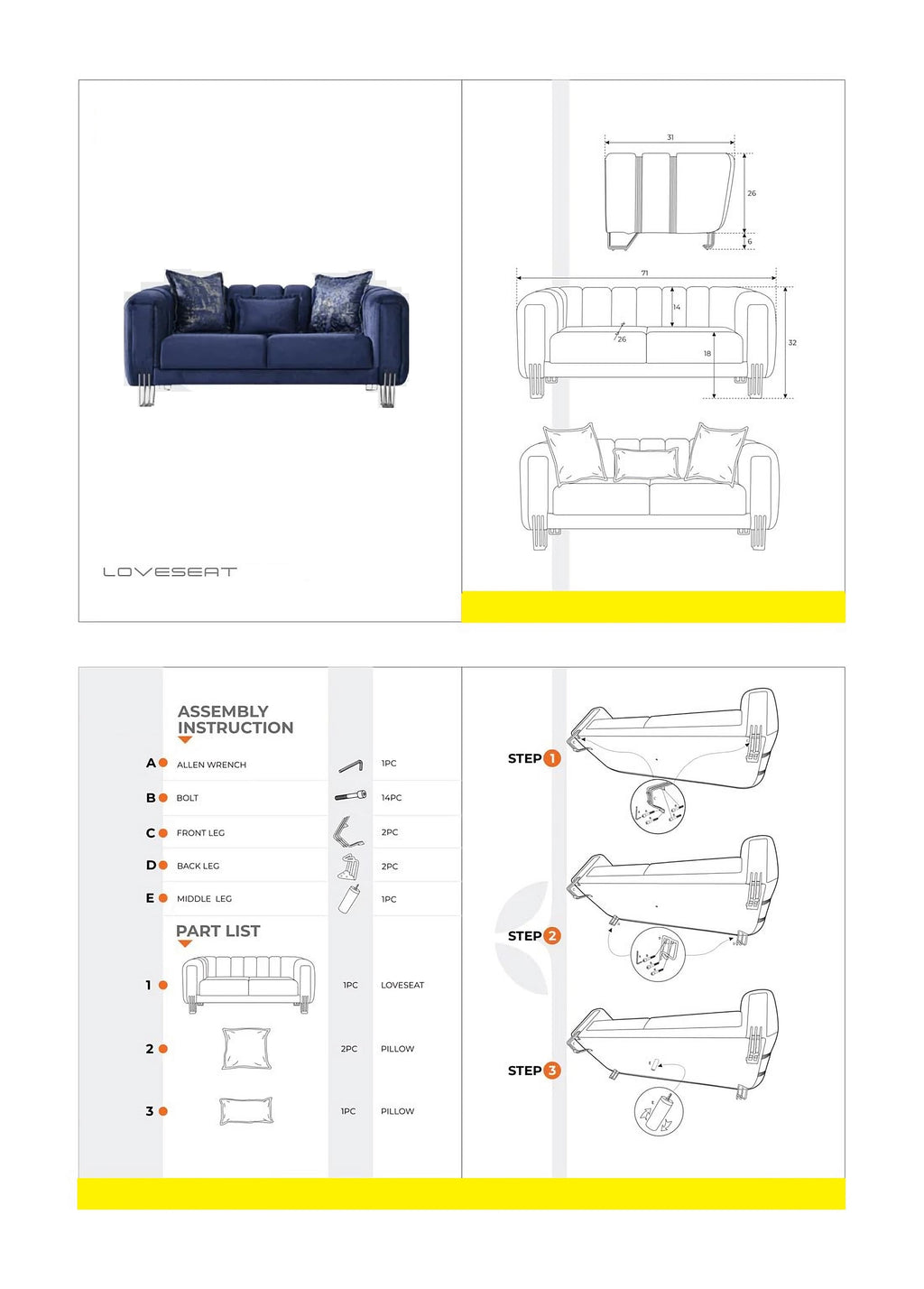 Santana Velvet Sofa & Loveseat and chair Set