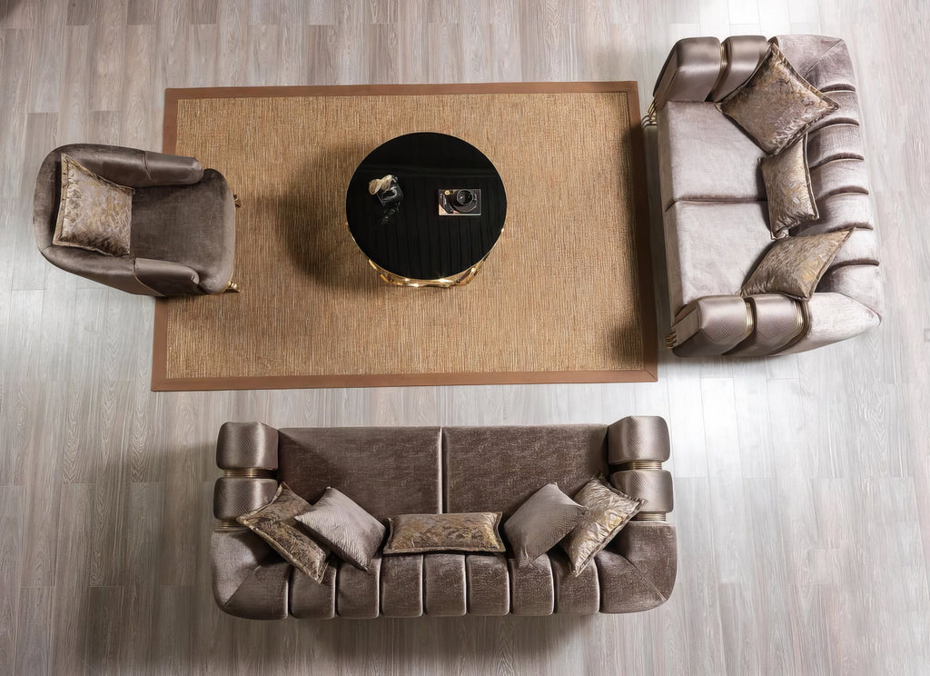 Santana Velvet Sofa & Loveseat and chair Set