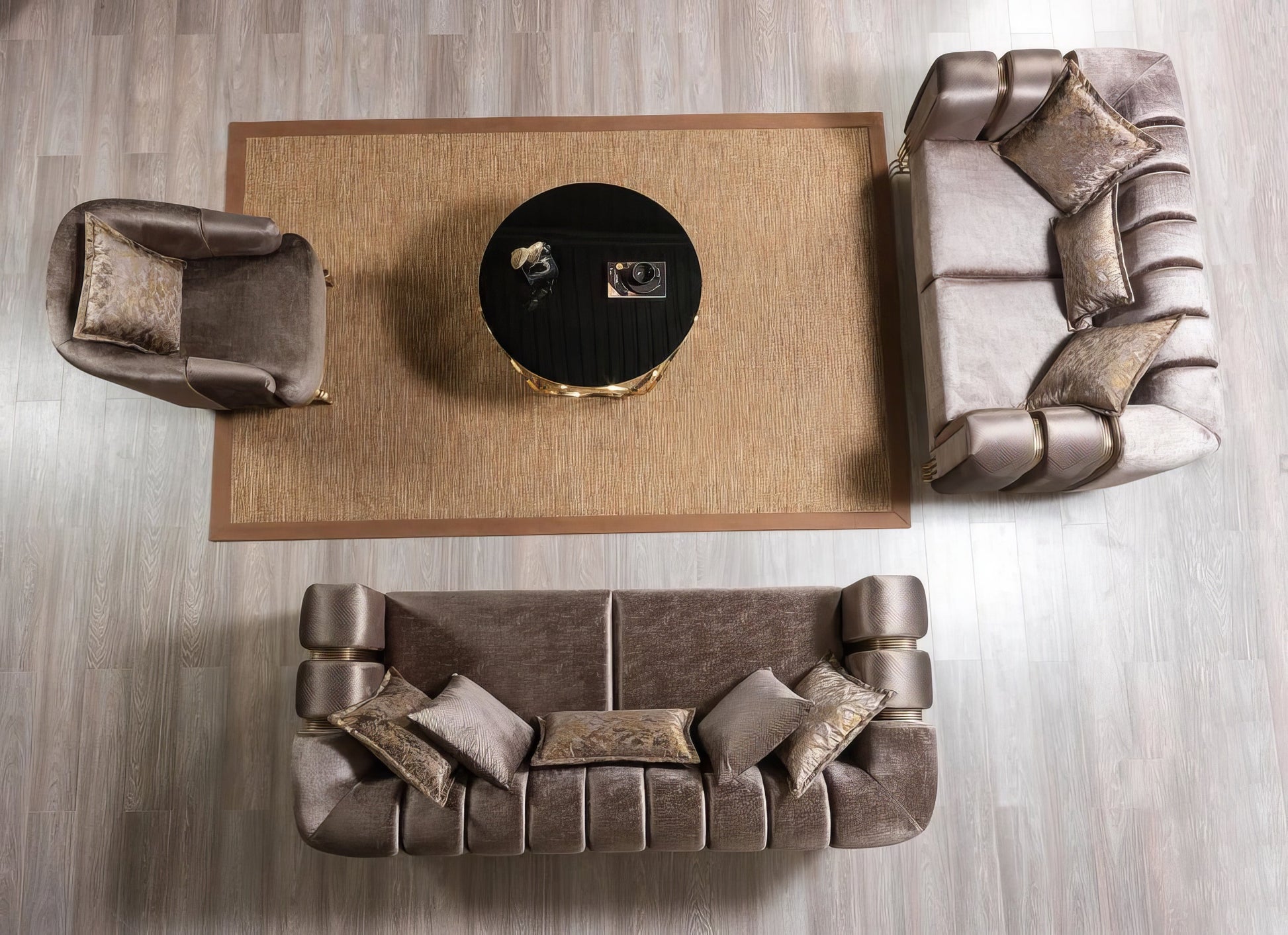 Santana Velvet Sofa & Loveseat and chair Set