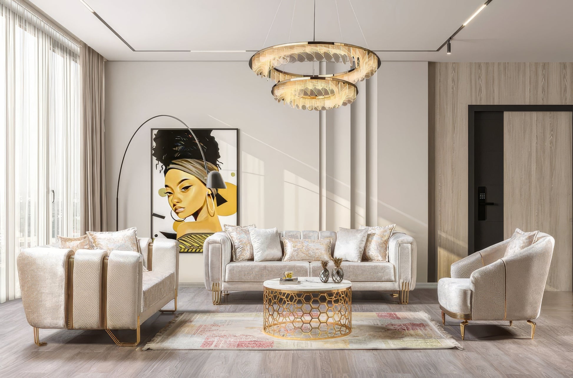 Santana Velvet Sofa & Loveseat and chair Set