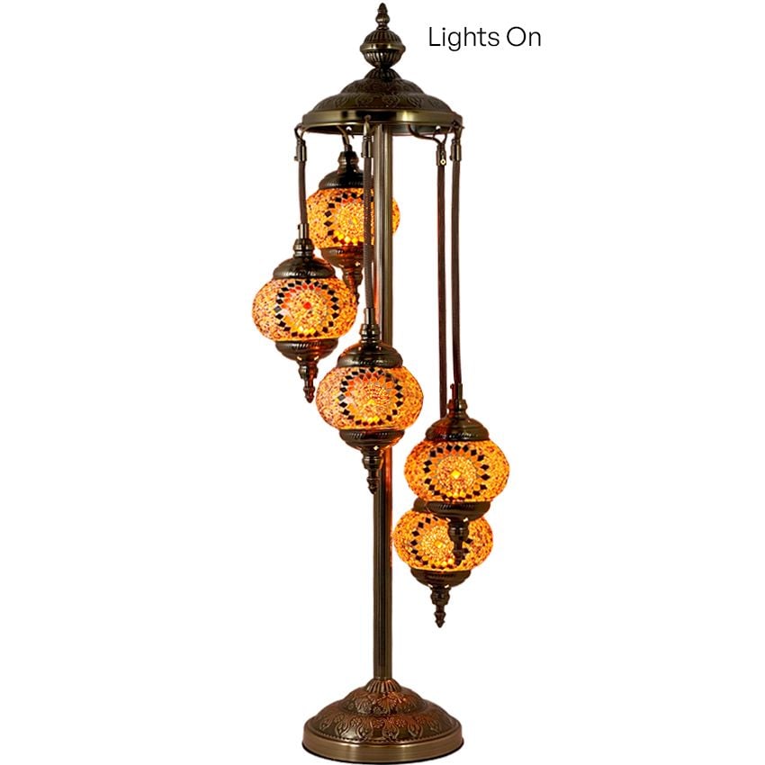 Orange Blossom Handmade Turkish Lamps with 5 Globes
