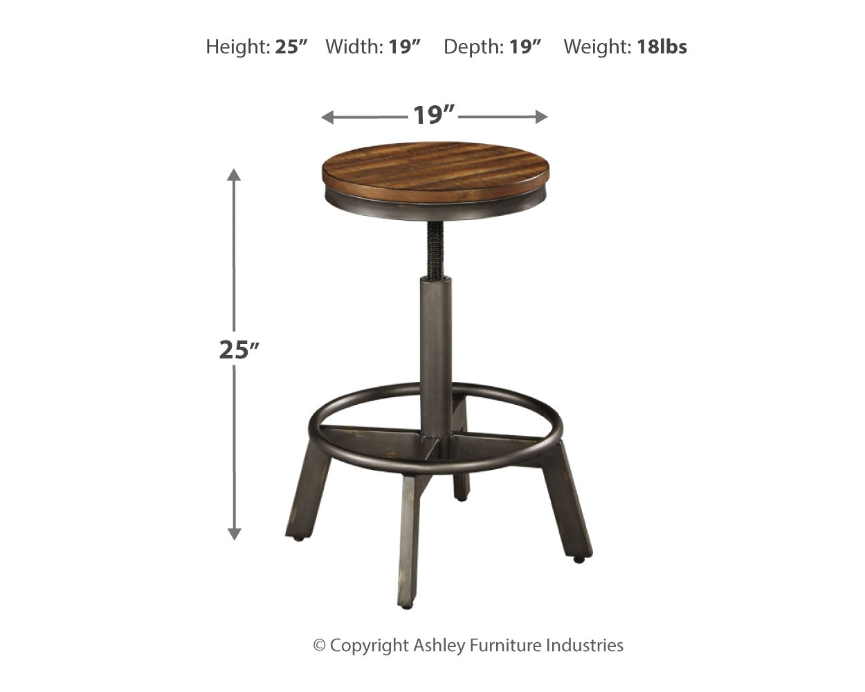 Torjin 2-Piece Bar Stool in Brown/Gray