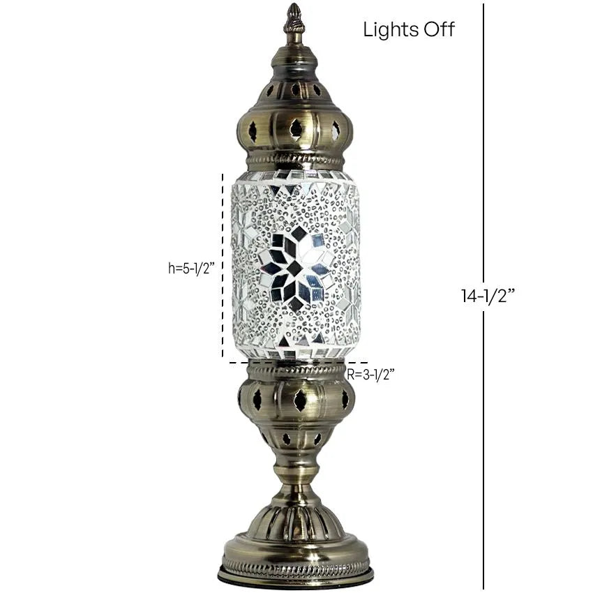 White Rose Turkish Lamp with Cylindrical Design - Without Bulb